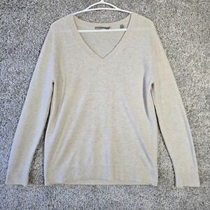 Vince Womens Cashmere V Neck Sweater Size XS Cream Minimalist Luxe